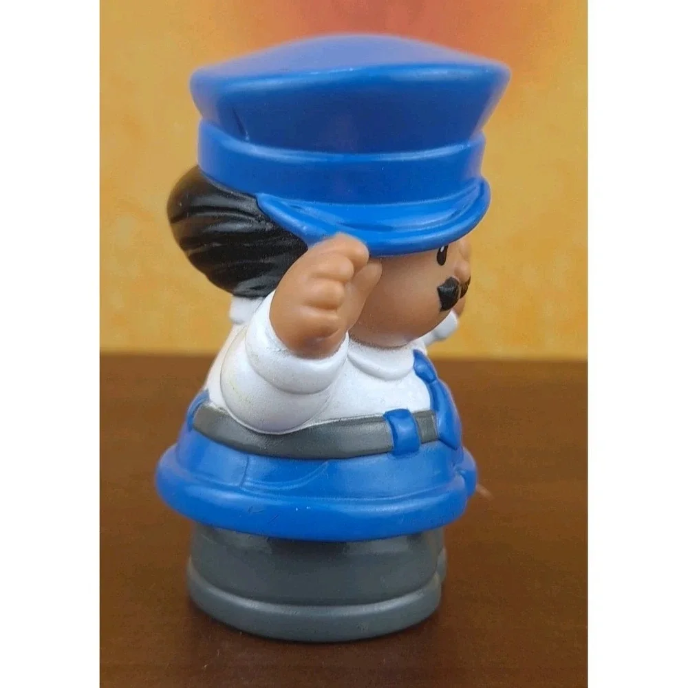 Fisher Price Little People Bus Driver 1997 Man Mustache Blue White Outfit